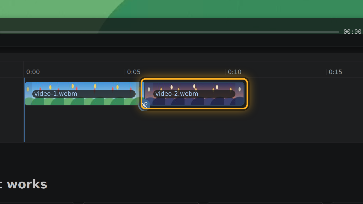 Two videos in the timeline, the second one ringed.