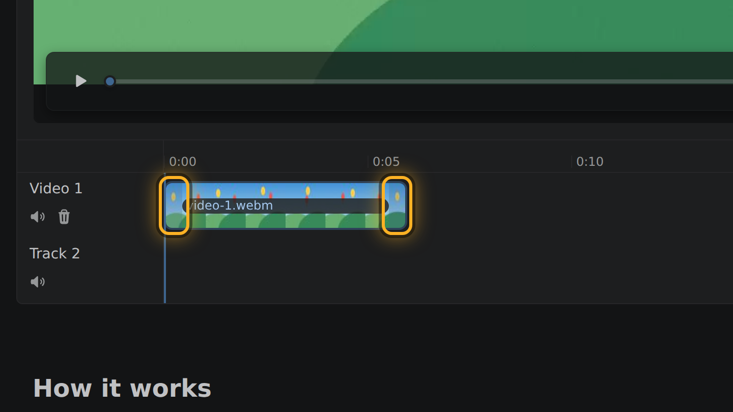 A video in the timeline, with its two ends ringed.