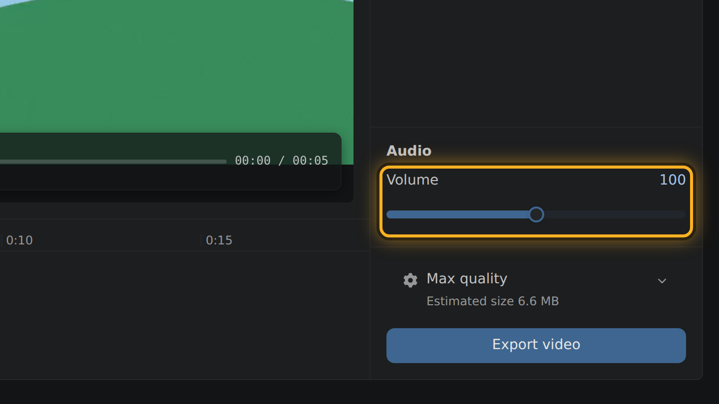 The Volume slider under Audio.