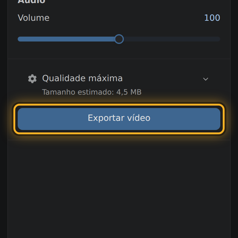O botão “Exportar vídeo”.